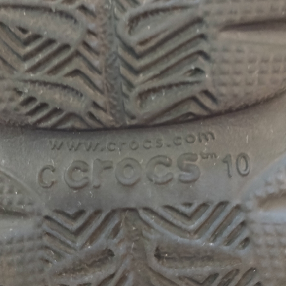 CROCS Children's Black Clogs With Green Straps Size C 10 - Picture 3 of 10